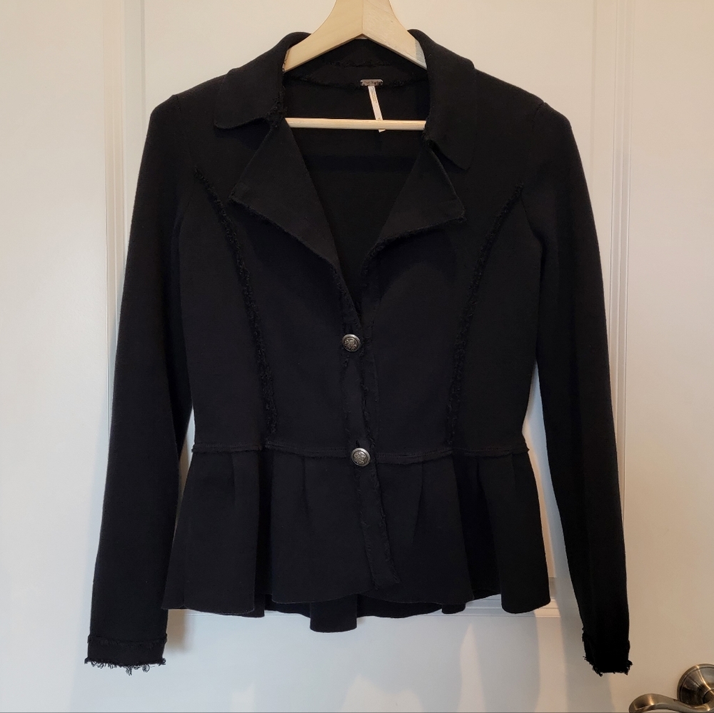 Free People Black Peplum Jacket Sz Medium